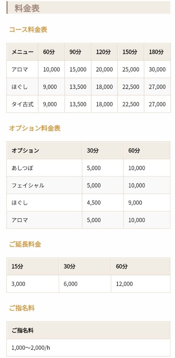 文京区の料金表